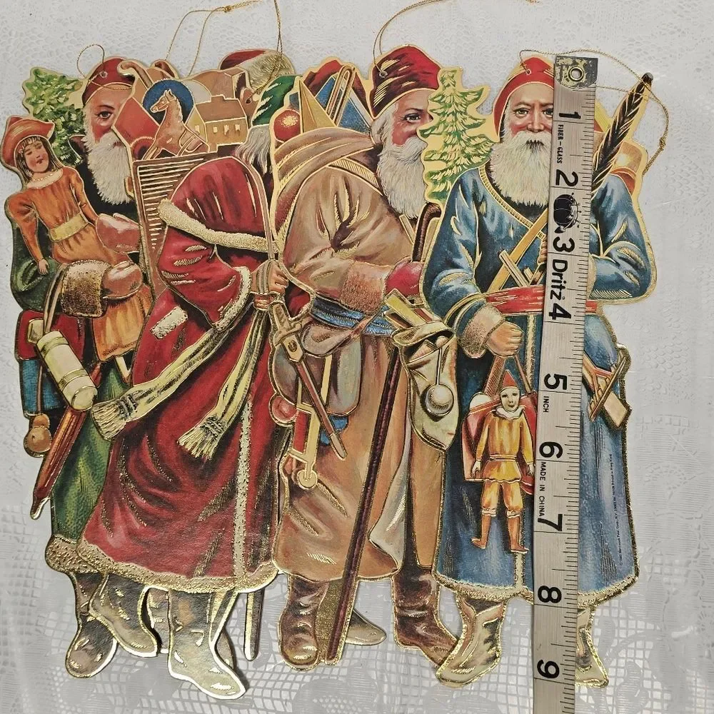 Vintage 1980 Die Cut Santa And Angel Christmas Ornaments By Merrimack, Eve, Etc